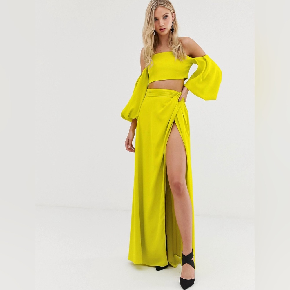 ASOS YAURA BANDEAU TOP AND HIGH WAIST SKIRT